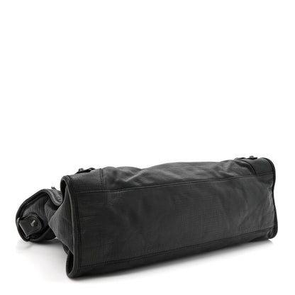 Calfskin Lizard Embossed Classic Hardware City Black