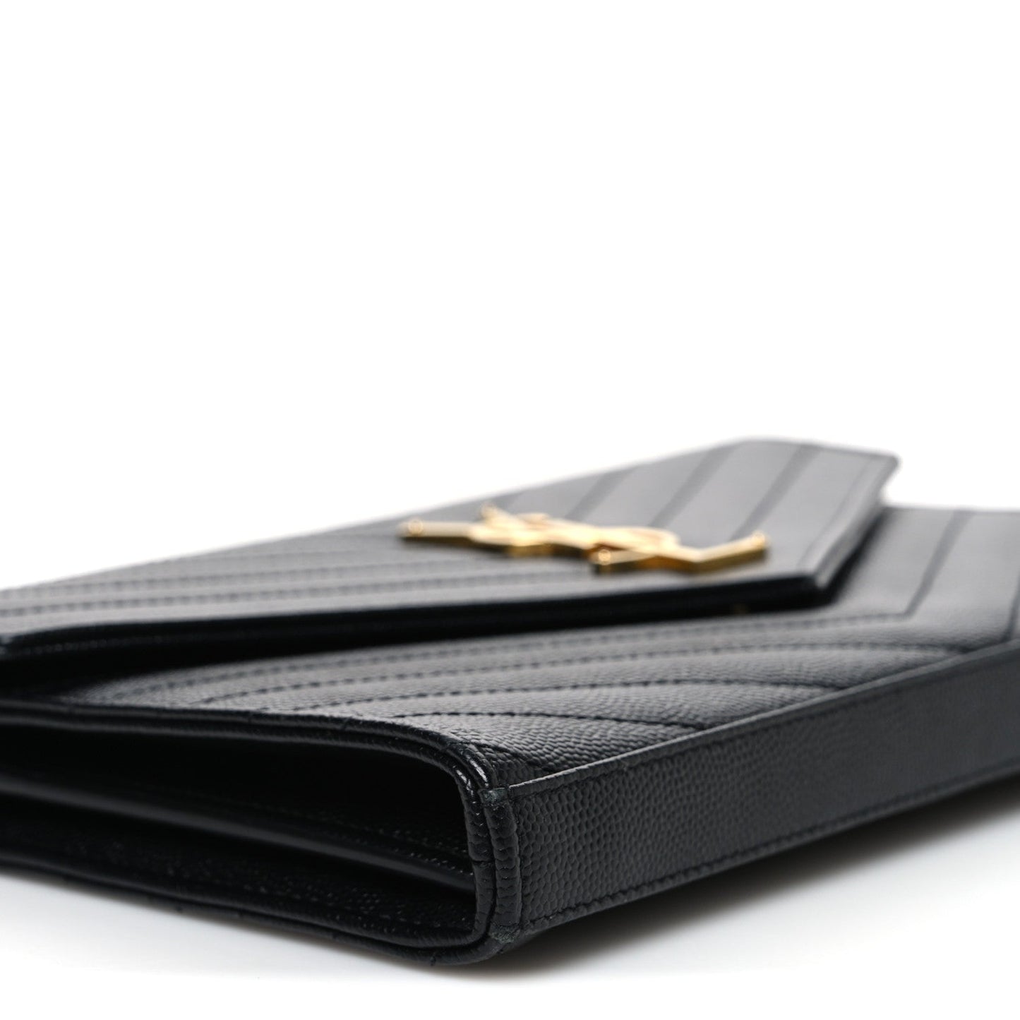 Grain De Poudre Matelasse Chevron Monogram Chain Wallet Black