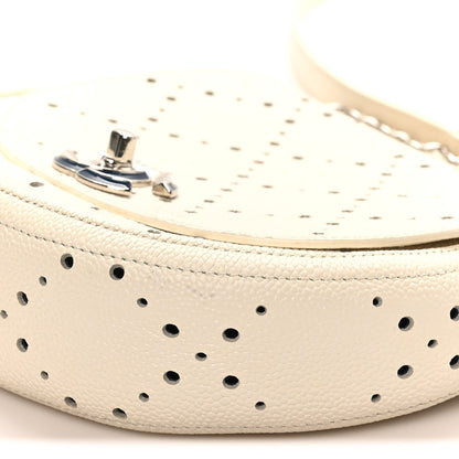 Caviar Perforated Messenger Bag White