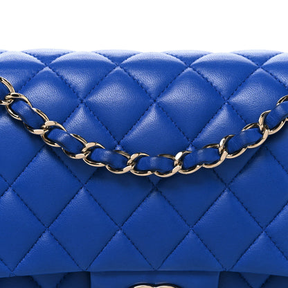 Lambskin Quilted Medium Double Flap Blue