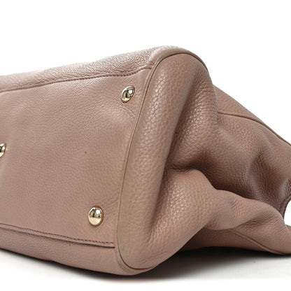 Pebbled Calfskin Medium Bamboo Shopper Tote Dark Cipria
