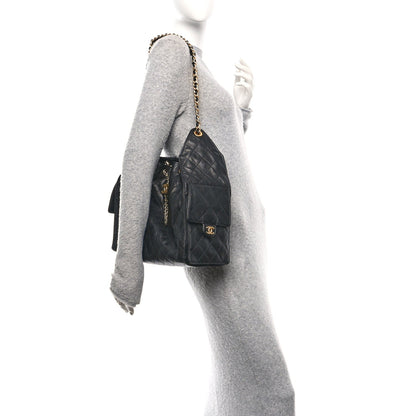 Caviar Quilted Medium Chanel 25 Handbag Black
