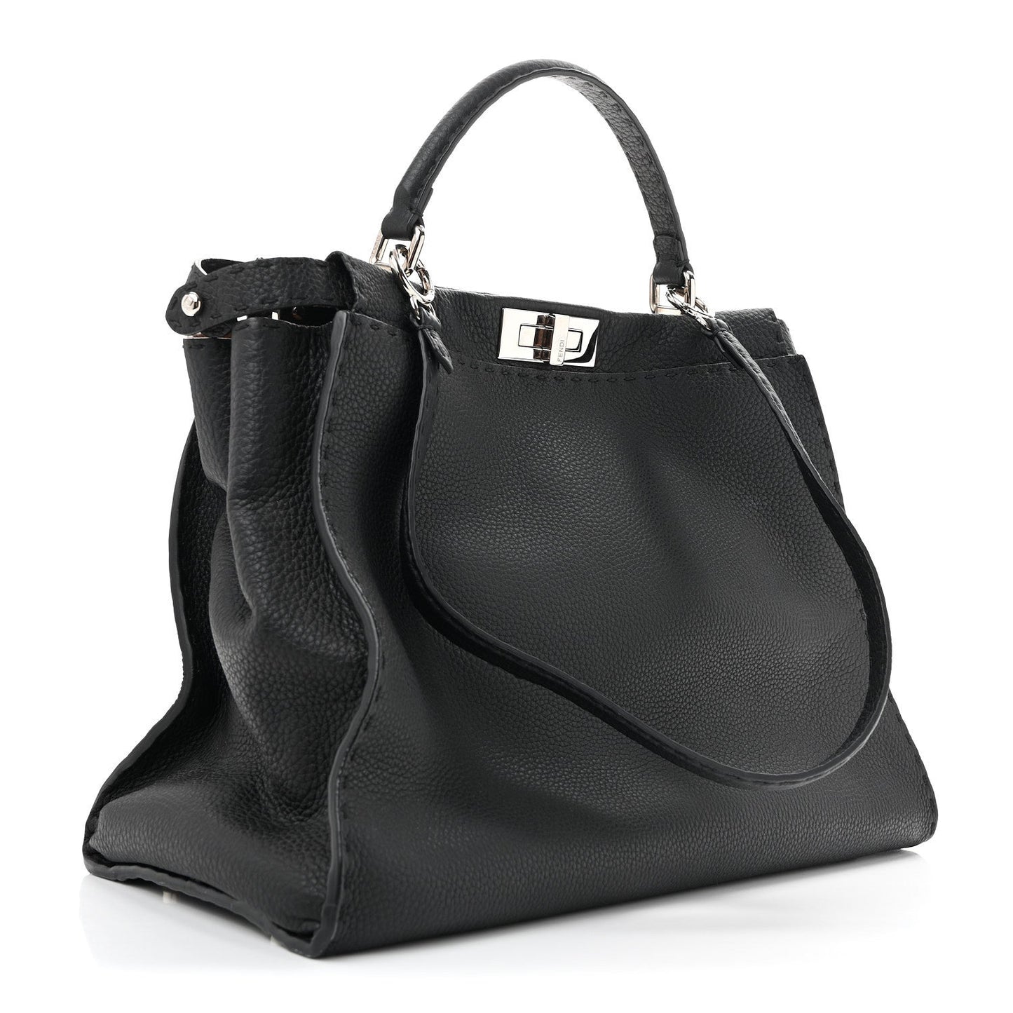 Cuoio Romano Selleria Bi-Color Large Peekaboo Iconic Satchel Black Mou