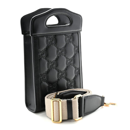 Calfskin GG Matelasse Mini Top Slip Handle Crossbody Bag Black Natural