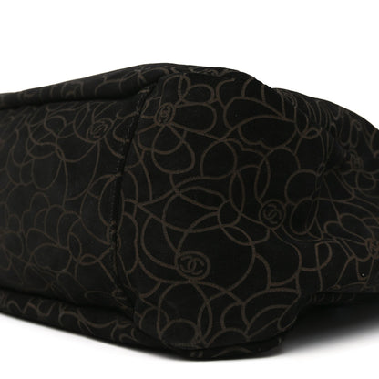 Suede Camellia Hobo Bag Black
