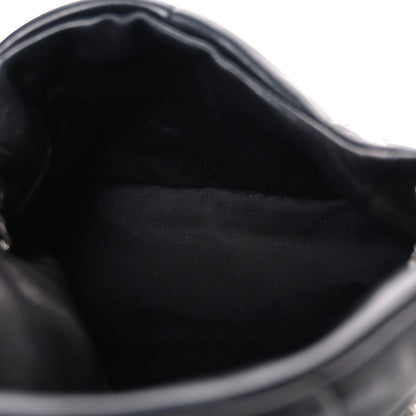 Lambskin Quilted Small Loulou Puffer Monogram Chain Satchel Black