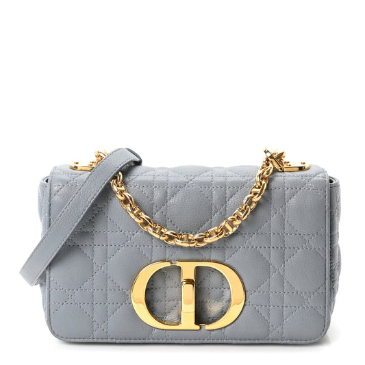 Calfskin Cannage Small Caro Bag Cloud Blue