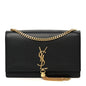 Smooth Calfskin Medium Classic Monogram Kate Tassel Satchel Black