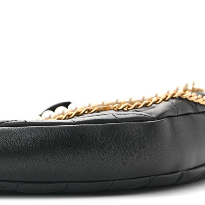 Lambskin Quilted All About Chains Hobo Black