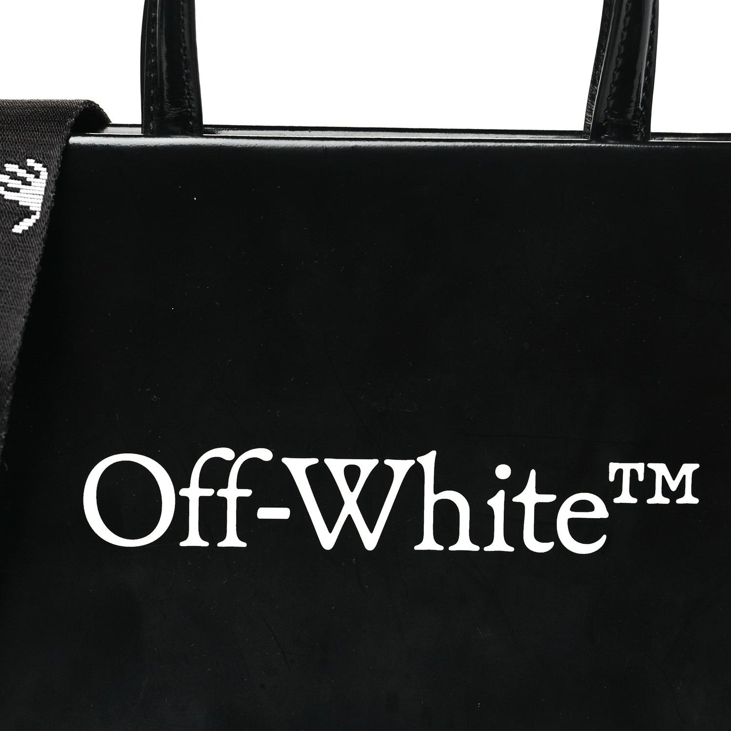 Patent Calfskin Logo Box Bag Black