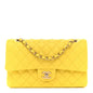 Caviar Quilted Medium Double Flap Yellow