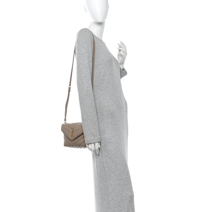 Calfskin Y Quilted Monogram Toy Loulou Crossbody Bag Dark Beige