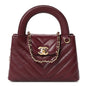 Shiny Lambskin Chevron Quilted Nano Kelly Shopper Dark Burgundy
