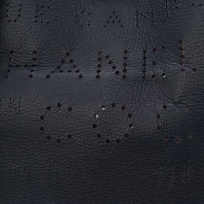Calfskin Tweed Small Logo Eyelets Shopping Tote Navy Blue