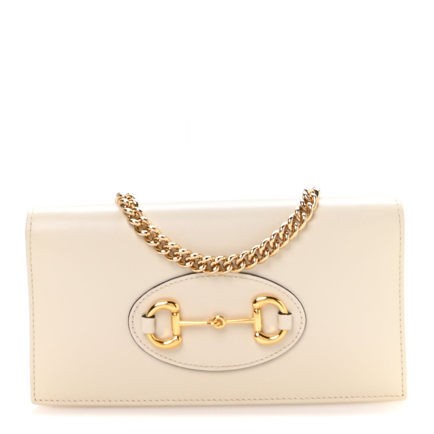 Boarded Plutone Calfskin Horsebit 1955 Wallet On Chain Mystic White