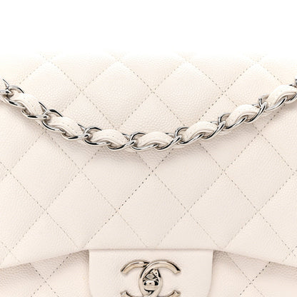 Caviar Quilted Jumbo Double Flap White