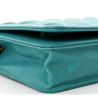 Caviar Quilted Boy Wallet On Chain WOC Light Blue
