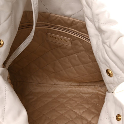 Shiny Calfskin Quilted Small Chanel 22 White