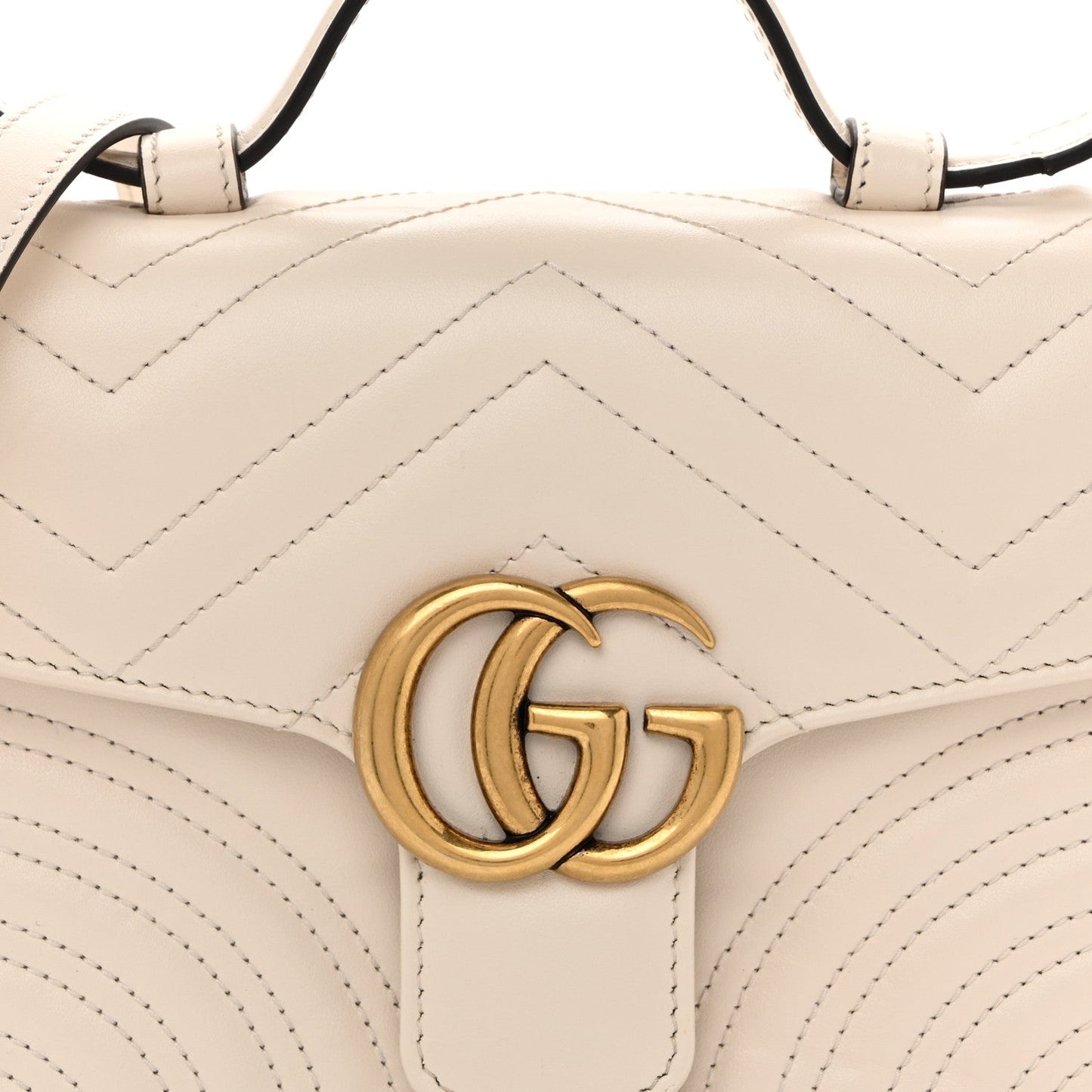Calfskin Matelasse Mini GG Marmont Top Handle Shoulder Bag White