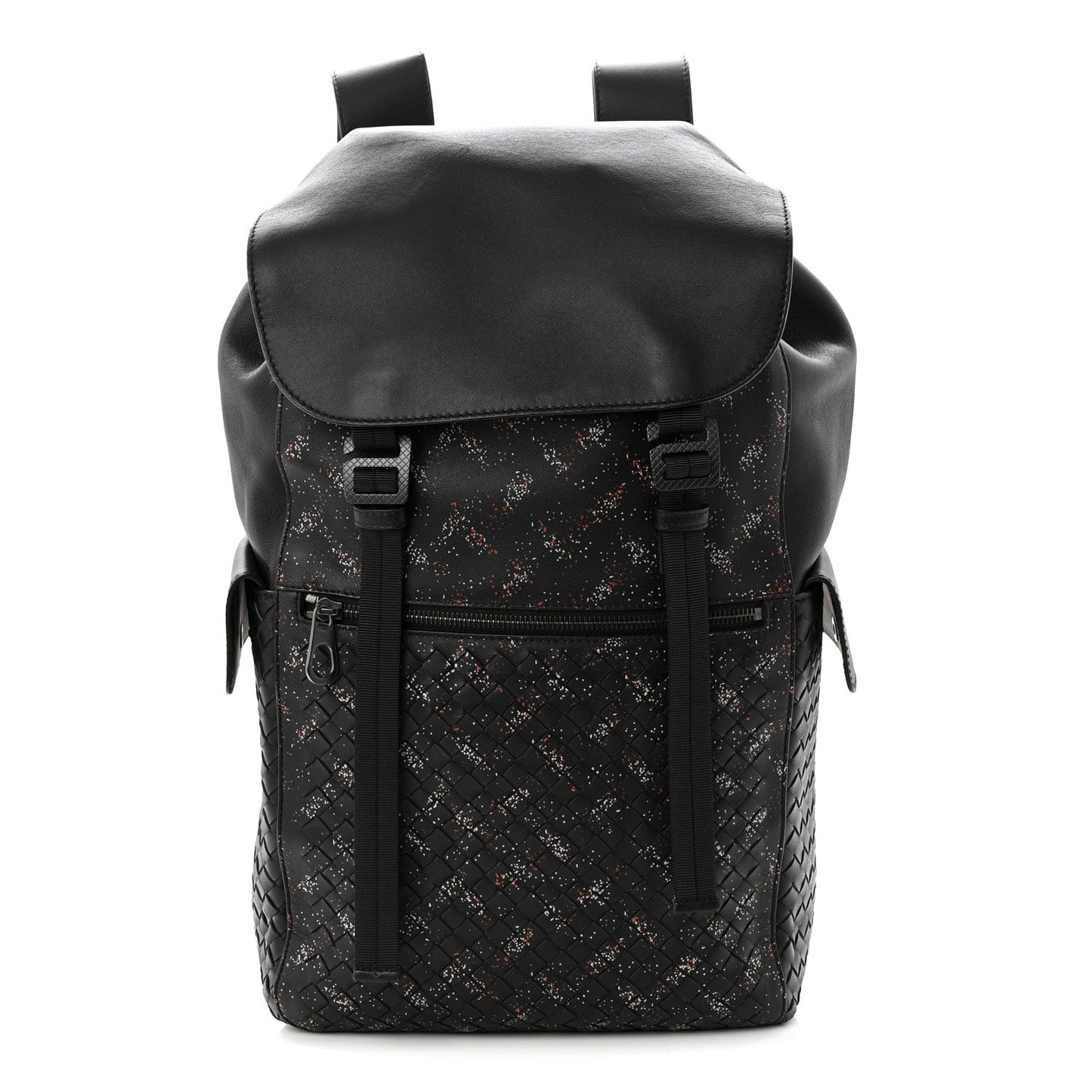 Calfskin Intrecciato Sassolungo Backpack Black Multicolor