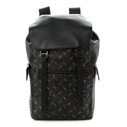 Calfskin Intrecciato Sassolungo Backpack Black Multicolor