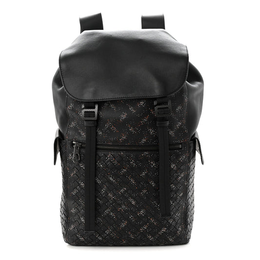 Calfskin Intrecciato Sassolungo Backpack Black Multicolor