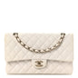 Caviar Quilted Medium Double Flap White