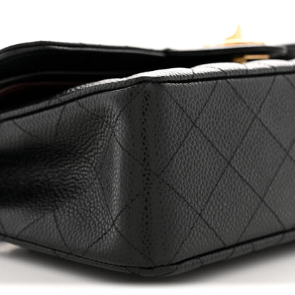Caviar Quilted Small Double Flap Black
