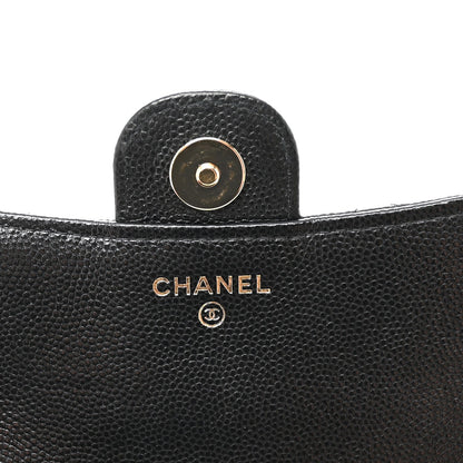 Caviar Quilted Flap Phone Holder With Chain Black
