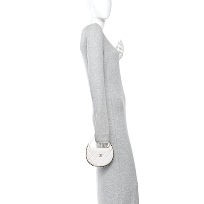 Lambskin Quilted Chain Around Pouch Hobo White