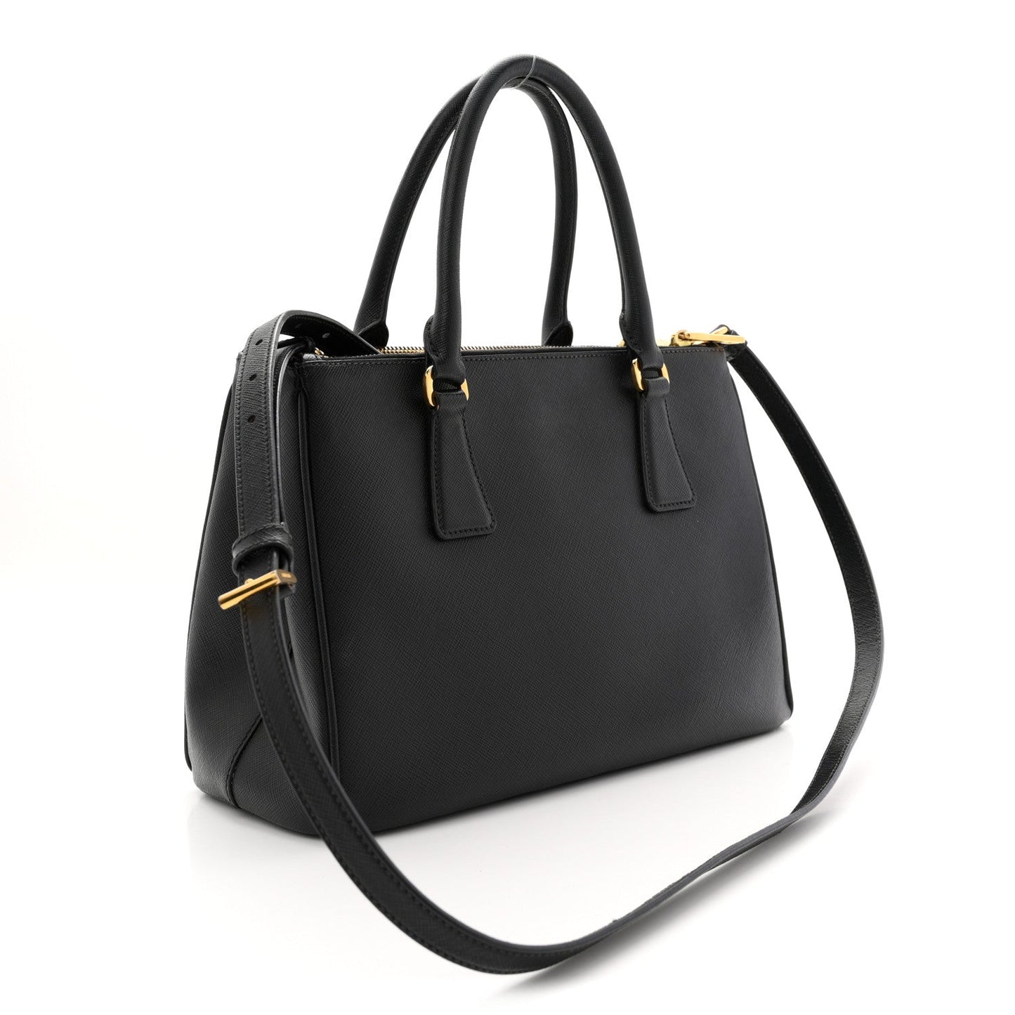Saffiano Small Galleria Double Zip Tote Black