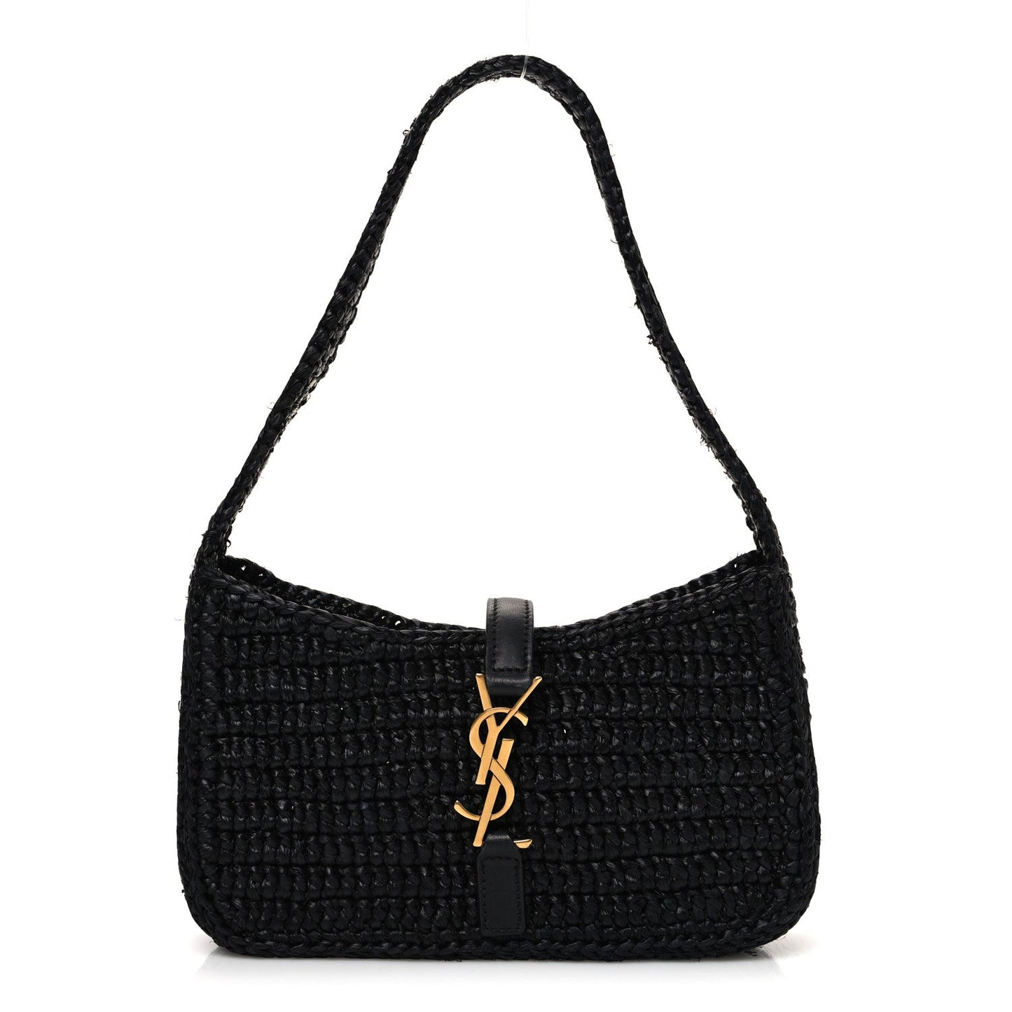 Raffia Calfskin Le 5 A 7 Mini Hobo Black