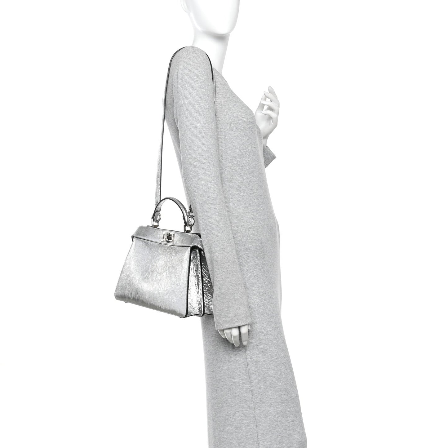 Rock Millenium Laminata Small Peekaboo I SEE U Satchel Argento