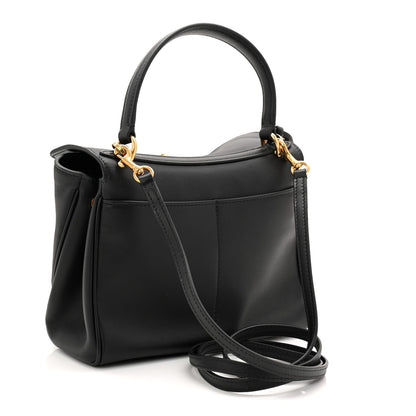 Natural Smooth Calfskin Mini Rodeo Top Handle Handbag Black