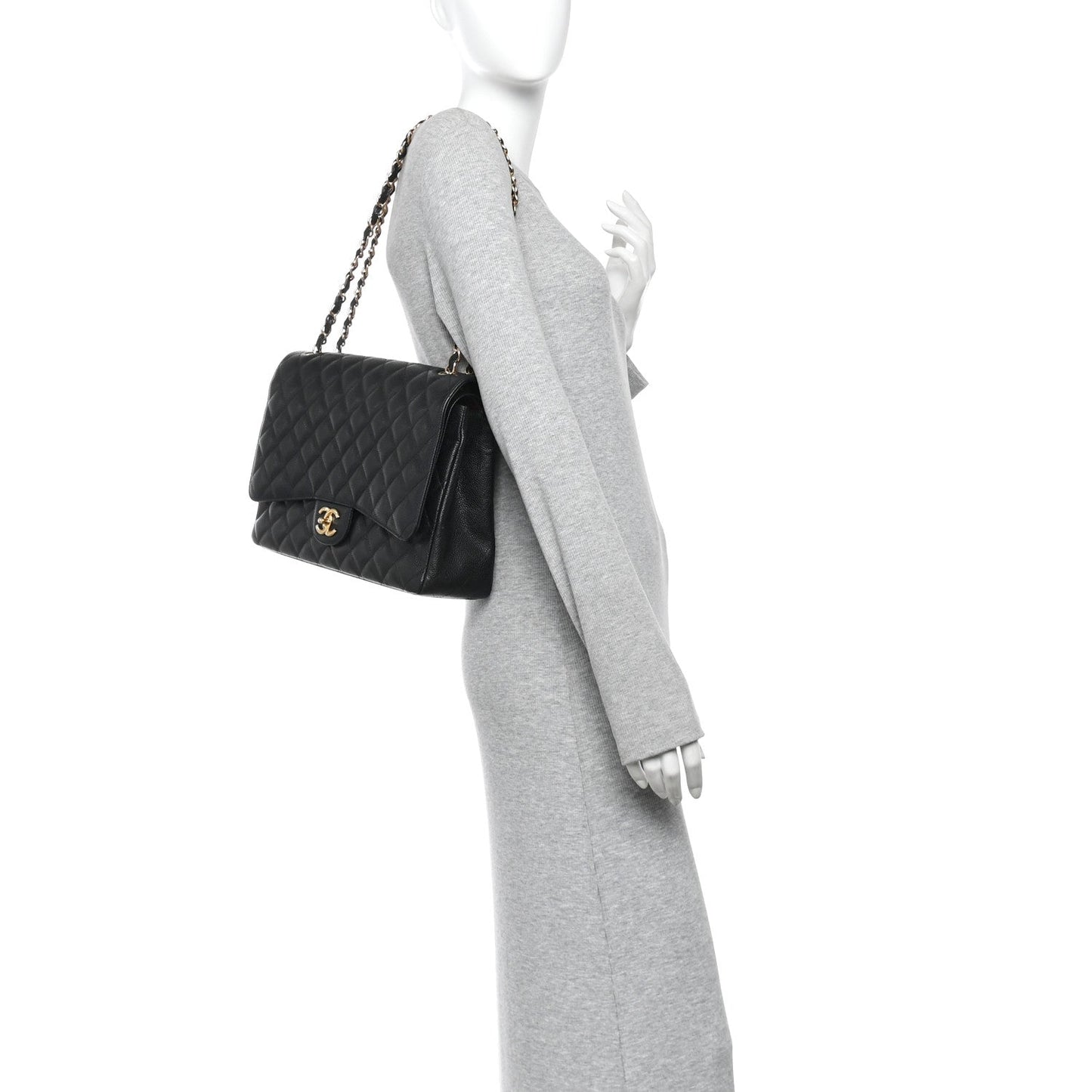 Caviar Quilted Maxi Double Flap Black