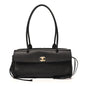 Grained Calfskin Stitched Urban Essentials Small Shopping Bag Black