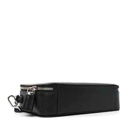Saffiano Travel Medium Brique Crossbody Bag Black