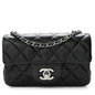 Lambskin Quilted Extra Mini Rectangular Flap Black
