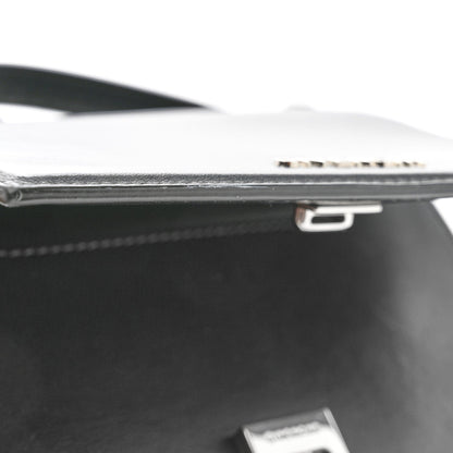 Calfskin Mini Pandora Box Logo Strap Crossbody Bag Black