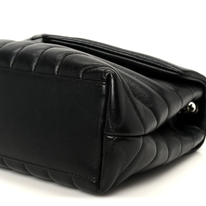 Calfskin Y Quilted Monogram Small Loulou Chain Satchel Black
