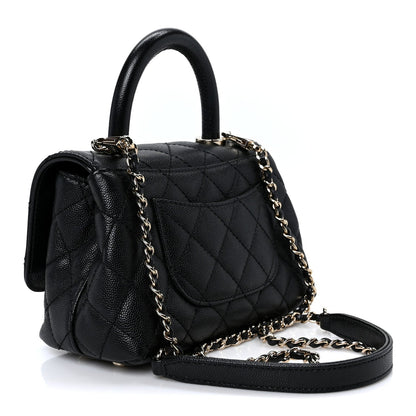 Caviar Quilted Extra Mini Coco Handle Flap Black