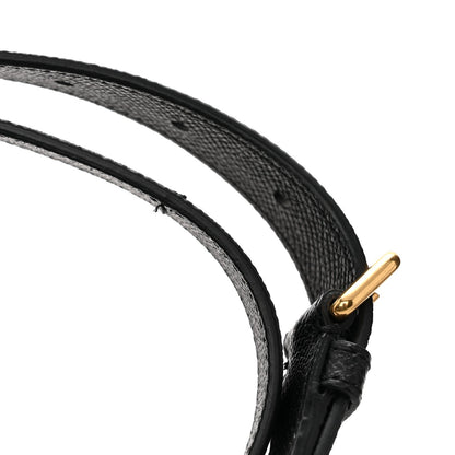 Grained Calfskin Saddle Bag With Strap Black