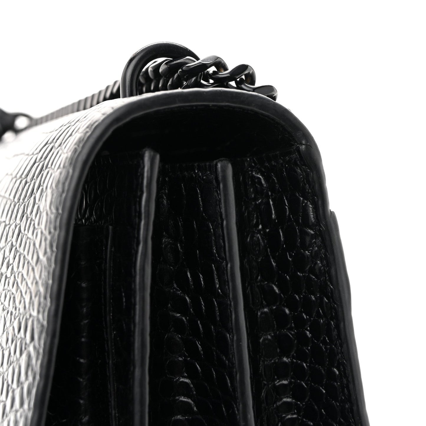 Calfskin Crocodile Embossed Medium Monochrome Monogram Sunset Black