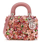 Calfskin Flower Charm Embellished Mini Lady Dior Pink