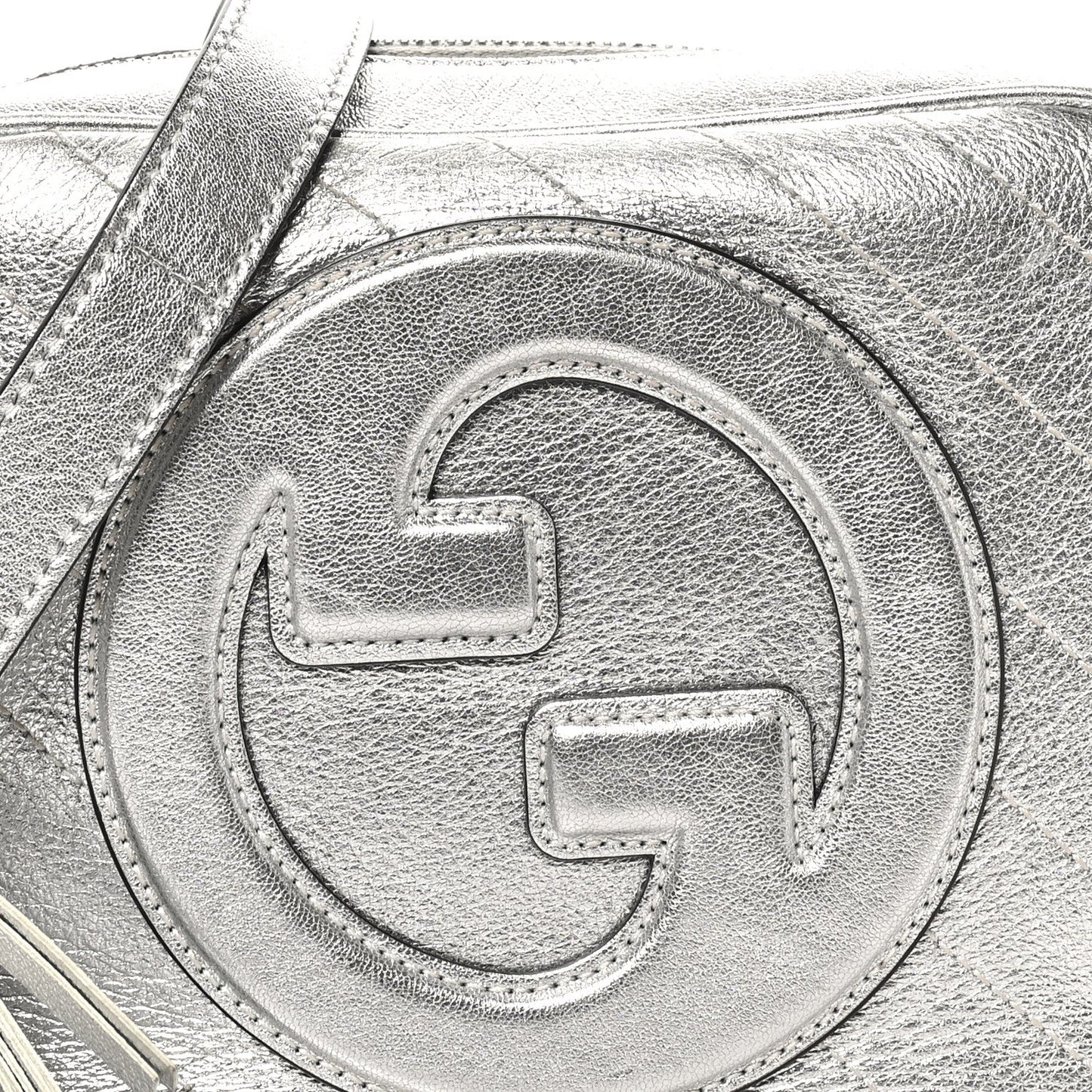 Metallic Sakai Be Green Calfskin Diagonal Stitched Small Blondie Shoulder Bag Silver