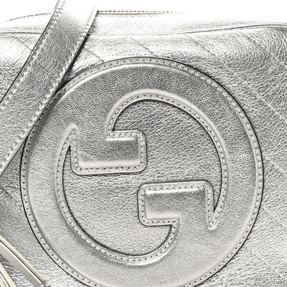 Metallic Sakai Be Green Calfskin Diagonal Stitched Small Blondie Shoulder Bag Silver