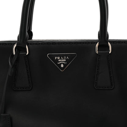 City Calf Hand Stitched Large Galleria Double Zip Tote Black