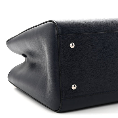 Grained Calfskin Medium Neo Executive Shopper Tote Dark Blue