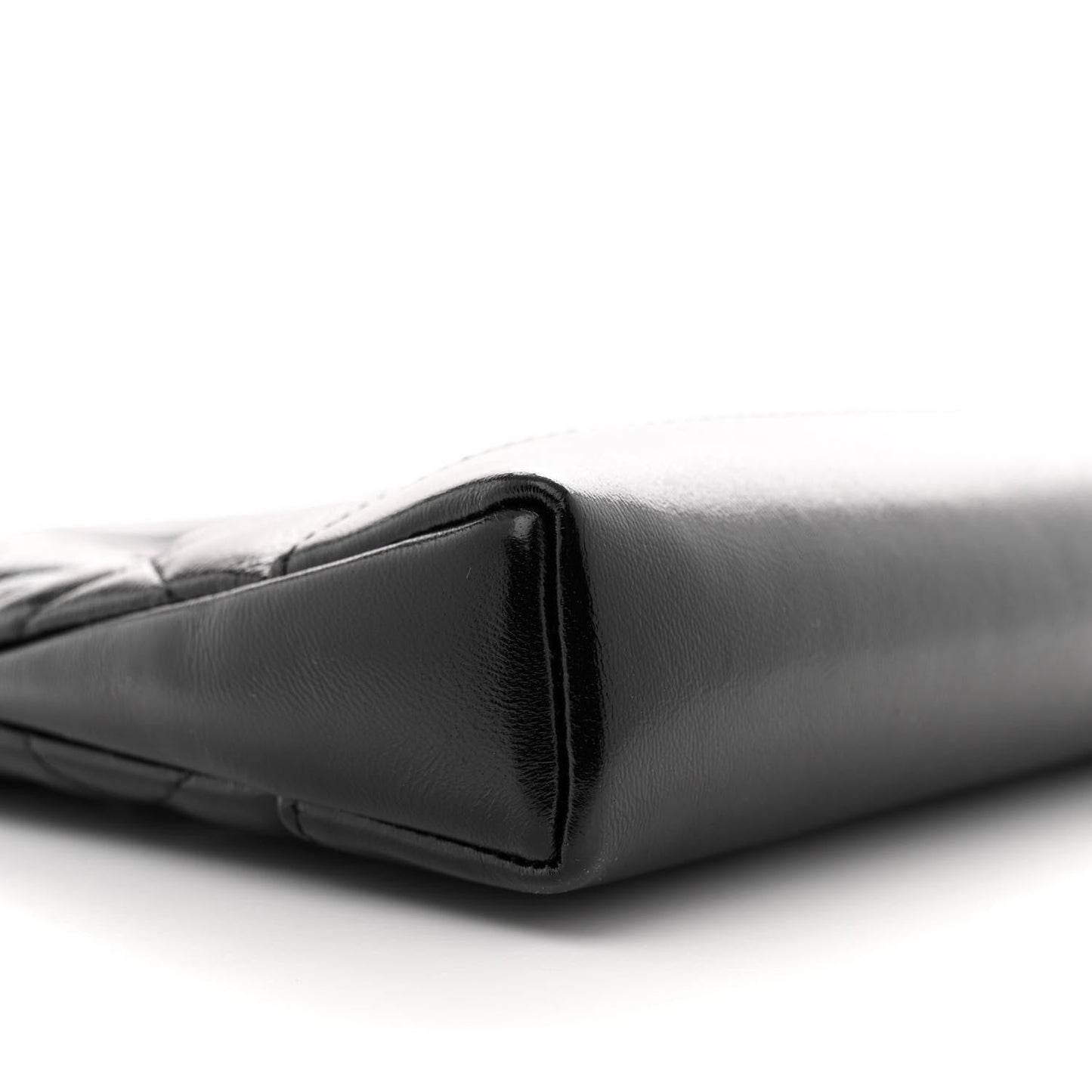 Shiny Crumpled Calfskin Quilted Nano 31 Shopping Bag Black
