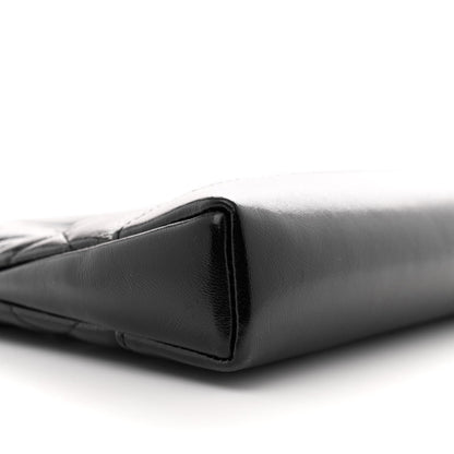 Shiny Crumpled Calfskin Quilted Nano 31 Shopping Bag Black